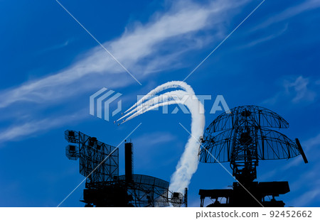 Air defense raiders of military mobile anti-aircraft complexes (radar is designed and automatic tracking of targets and missiles) against the background of the flight of modern combat fighters,Russia Air defense raiders of military mobile anti-aircraft complexes (radar is designed and automatic tracking of targets and missiles) against the background of the flight of modern combat fighters,Russia 92452662