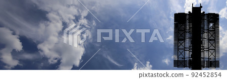 Air defense radars of military mobile anti aircraft systems (radar is designed  and automatic tracking of targets and missiles) , modern army industry on background clouds and sky,Russia 92452854