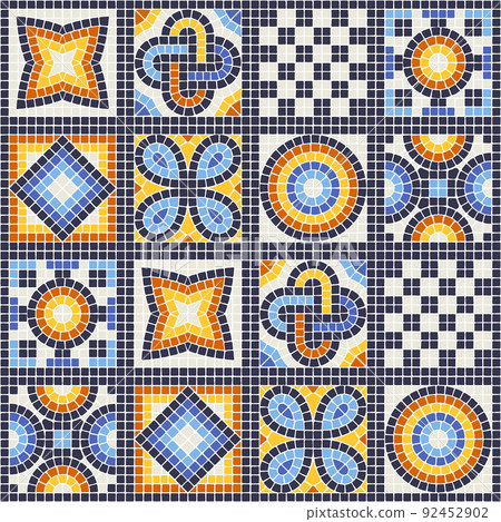 Ancient mosaic seamless pattern. Decorative antique stone ornament. 92452902