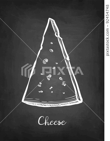 Manchego cheese chalk sketch. 92454748