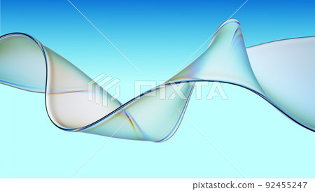 Transparent glossy glass ribbon. Curved wave in motion. Transparent glossy glass ribbon. Curved wave in motion. 92455247
