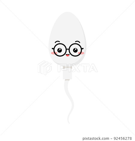 Cute sperm semen cell clever character emoji. 92456278