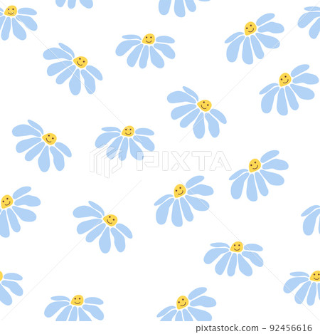 Groovy daisy retro seamless pattern. 70s vibe hippie ornament. Floral wallpaper. Groovy daisy retro seamless pattern. 70s vibe hippie ornament. Floral wallpaper. 92456616