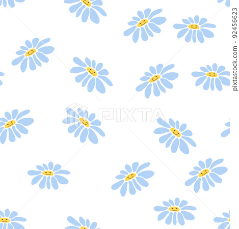 Groovy daisy retro seamless pattern. 70s vibe hippie ornament. Floral wallpaper. Groovy daisy retro seamless pattern. 70s vibe hippie ornament. Floral wallpaper. 92456623