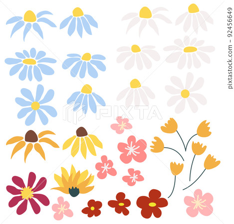 Set of retro style 1970 flowers in bright colors. for greeting cards, Easter, thanksgiving, scrapbooking Set of retro style 1970 flowers in bright colors. for greeting cards, Easter, thanksgiving, scrapbooking 92456649