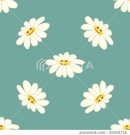 Groovy daisy retro seamless pattern. Positive colorful iilustration. 70s vibe hippie ornament. Groovy daisy retro seamless pattern. Positive colorful iilustration. 70s vibe hippie ornament. 92456716