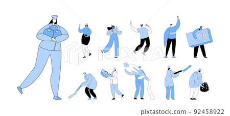 Set of Bakers and Happy People Celebrate Birthday. Characters in Chef Uniform with Tools and Ingredients for Bakery 92458922