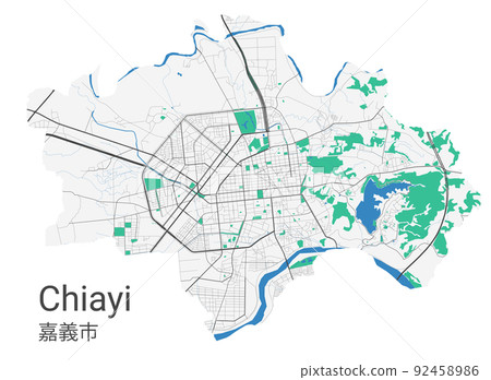 Chiayi vector map. Detailed map of Chiayi city... - Stock Illustration ...