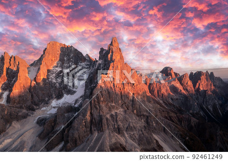 Pale di San Martino mountain group in sunset time 92461249