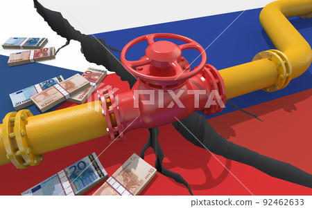 Gas pipeline between Russia and Czech Republic. 3d illustration Gas pipeline between Russia and Czech Republic. 3d illustration 92462633