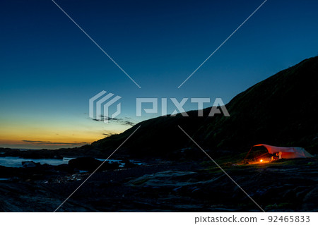 Miura Peninsula Jogashima coast dusk and campfire lights Miura Peninsula Jogashima coast dusk and campfire lights 92465833