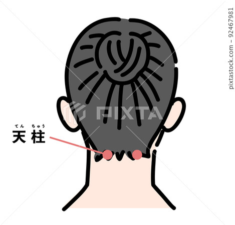 Back view on the neck of a woman showing the heavenly pillar Back view on the neck of a woman showing the heavenly pillar 92467981