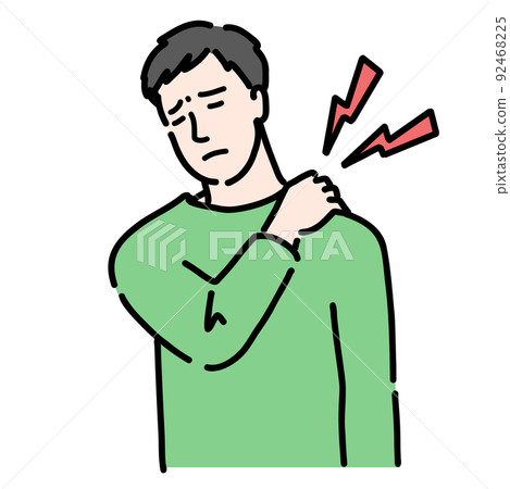 Young man suffering from stiff shoulders 92468225