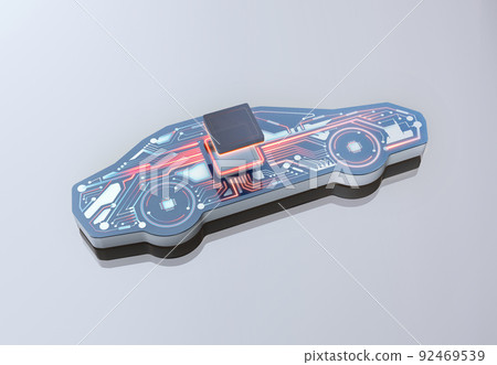 汽車行業自動駕駛技術和半導體短缺概念與 CPU 存儲芯片和電子系統電路圖 92469539