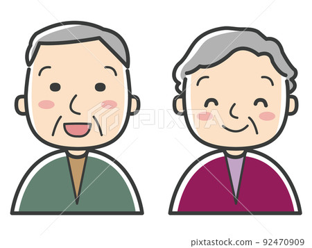 Illustration of an elderly person smiling Illustration of an elderly person smiling 92470909