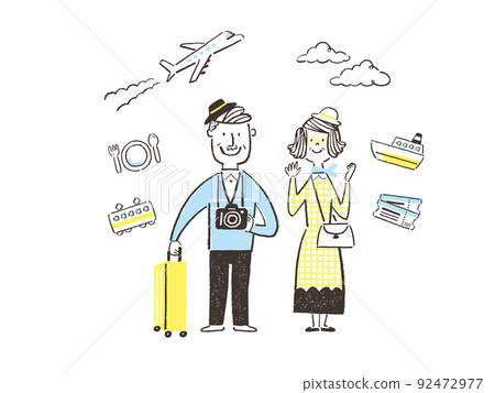 Senior couple icon material enjoying travel Senior couple icon material enjoying travel 92472977