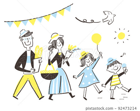 A family of four enjoying the Marche Material 92473214