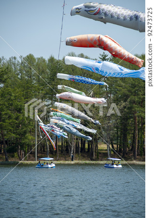Lake Tokura on Children's Day where carp streamers swim 92473725