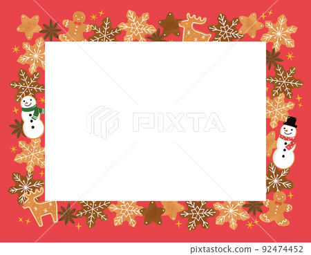 Christmas cookie frame illustration (red) Christmas cookie frame illustration (red) 92474452