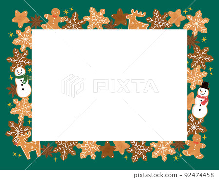 Christmas cookie frame illustration (green) Christmas cookie frame illustration (green) 92474458