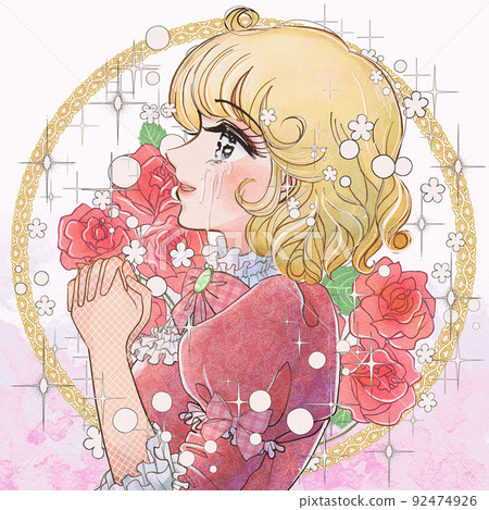 1970s Shojo manga-Illustration of a princess who is moved and sheds tears 92474926