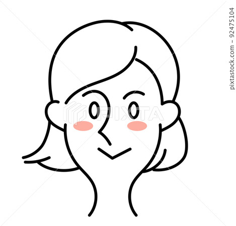 Smiley youth white woman line drawing Smiley youth white woman line drawing 92475104