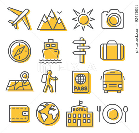 Travel line icons set on white background 92476092