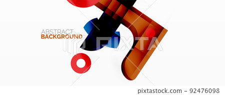 Minimalist geometric abstract background. Lines, circles with shadow effects composition wallpaper design Minimalist geometric abstract background. Lines, circles with shadow effects composition wallpaper design 92476098