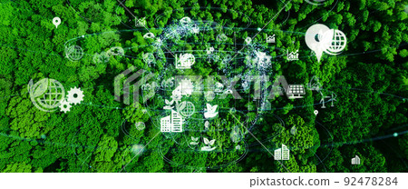 環境技術 可持續發展目標 橫幅和廣告的水平視覺效果 92478284