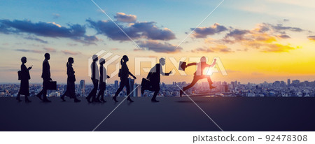 People moving forward Horizontal visuals for banners and advertisements People moving forward Horizontal visuals for banners and advertisements 92478308