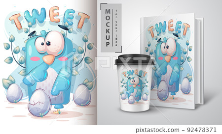 Cartoon adorable character animal bird dove with egg Cartoon adorable character animal bird dove with egg 92478371