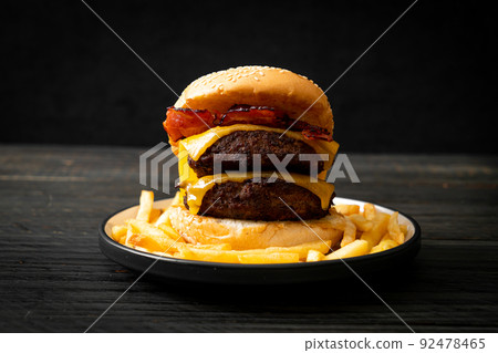 hamburger or beef burgers with cheese and bacon hamburger or beef burgers with cheese and bacon 92478465