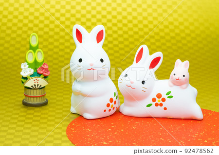 Stock photo: 2023 Zodiac is U / Rabbit New Year's card material (Japanese style, Japanese paper, Chiyogami, New Year's accessories, etc.) 92478562