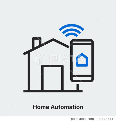 Smart home linear vector icon. Isolated outline symbol of home automation on light backdrop Smart home linear vector icon. Isolated outline symbol of home automation on light backdrop 92478753