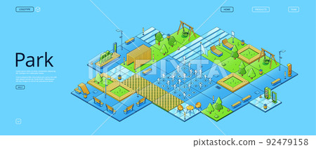 City park, recreational eco area isometric landing 92479158
