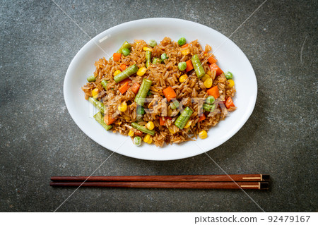 fried rice with green peas, carrot and corn fried rice with green peas, carrot and corn 92479167