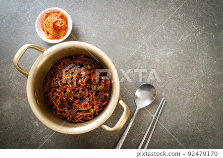 Korean black spaghetti or instant noodle with roasted chajung sauce 92479170
