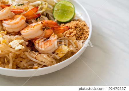 stir-fried noodles with shrimp and sprouts or Pad Thai 92479237