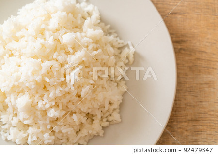 cooked rice on plate 92479347