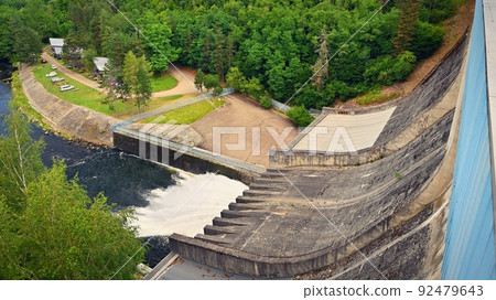 Hydroelectric power station - run-of-river hydroelectric power station. Kaplan turbine. Mohelno-Czech Republic. 92479643