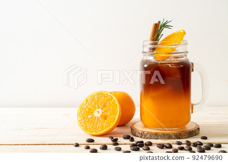 black coffee with orange and lemon juice 92479690