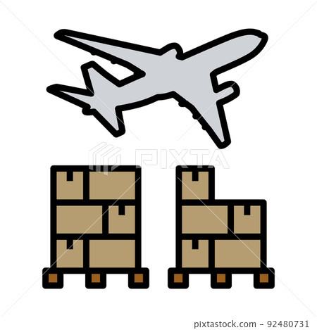 Boxes On Pallet Under Airplane Boxes On Pallet Under Airplane 92480731