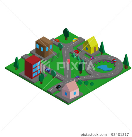 Flat 3d isometric city concept with highways - Stock Illustration ...