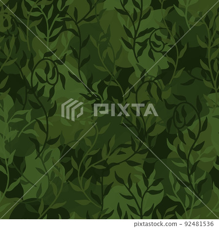 Liana spreads green leaves creeper seamless pattern background vector 92481536