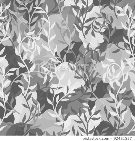Liana spreads leaves creeper seamless pattern background monochrome vector 92481537