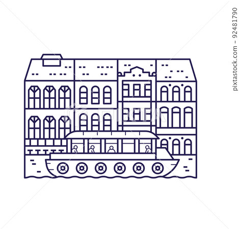 Europe Amsterdam Canal Houses and Boat icon Europe Amsterdam Canal Houses and Boat icon 92481790