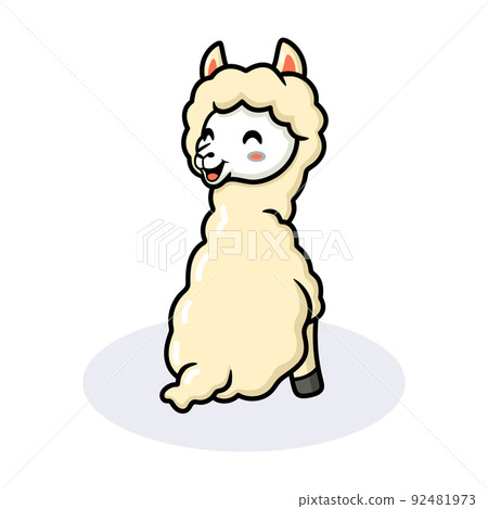 Cute little alpaca cartoon sitting Cute little alpaca cartoon sitting 92481973