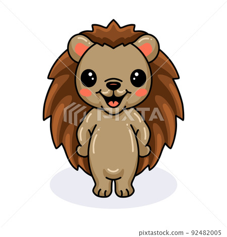 Cute little hedgehog cartoon standing Cute little hedgehog cartoon standing 92482005