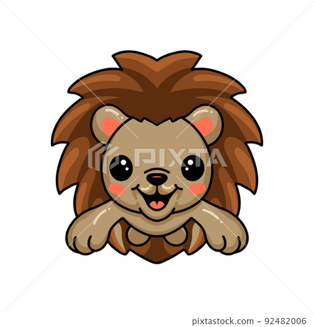 Cute little hedgehog cartoon jumping Cute little hedgehog cartoon jumping 92482006