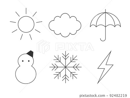 Simple weather icon set line drawing Simple weather icon set line drawing 92482219